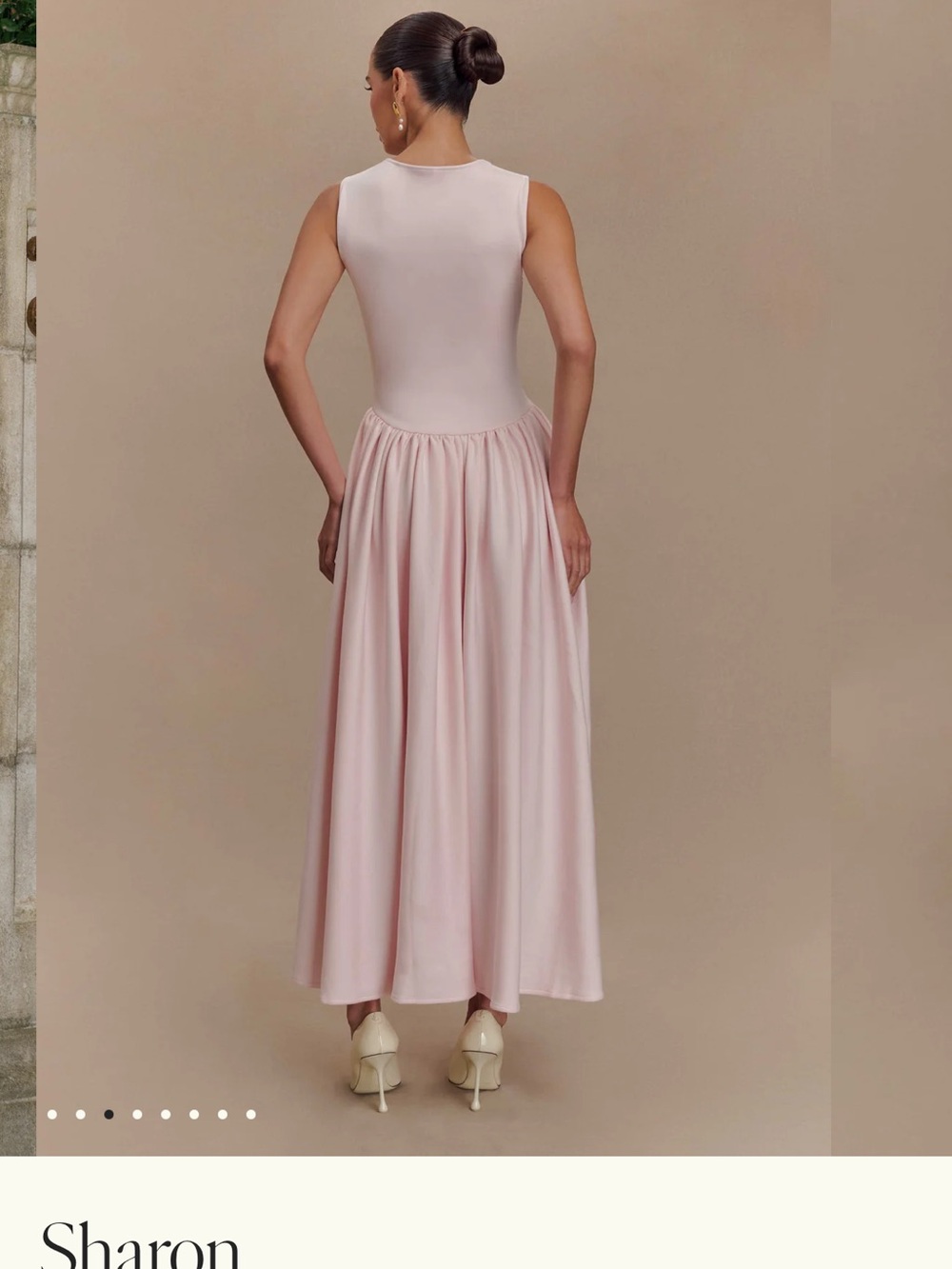 Meshki Soft Pink Square-Neck Midi Dress - Picture 3 of 6